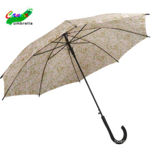 Pattern design stick straight curve handle regular promotional customized logo cheapest outdoor metal frame paradise umbrella